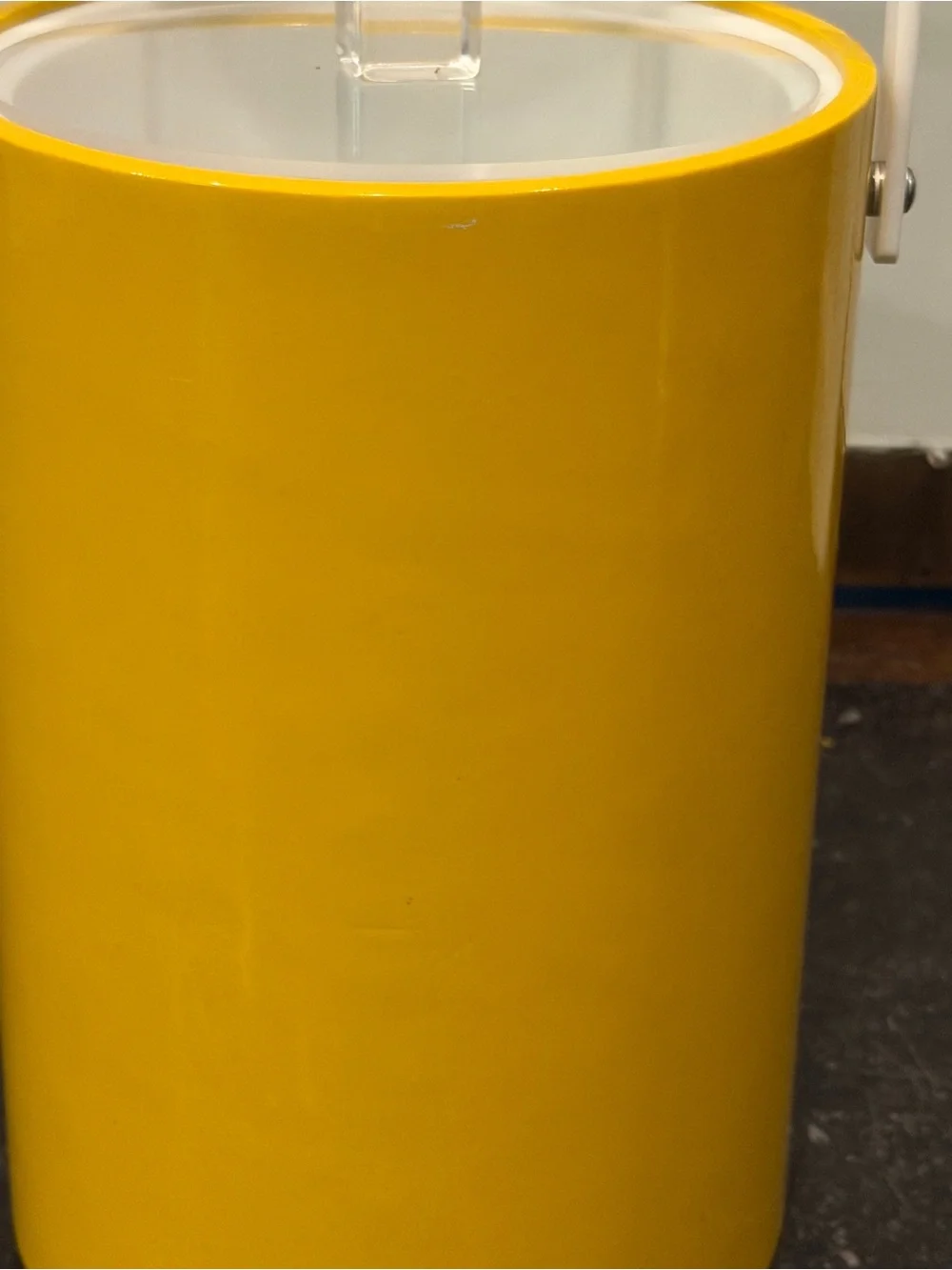 Vintage MCM Morgan Bucket Brigade Yellow Ice Bucket with White Handle